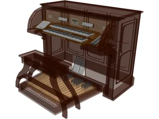 Church Pipe Organ Console 3D Model preview