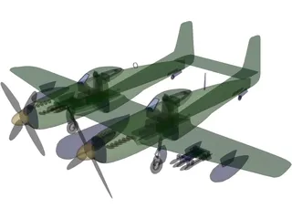 F-82 Twin Mustang 3D Model preview