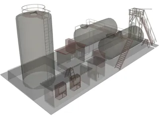 Petroleum Refinery 3D Model preview