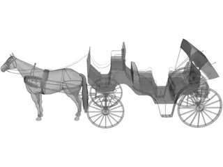 Old Style Horse Carriage 3D Model preview