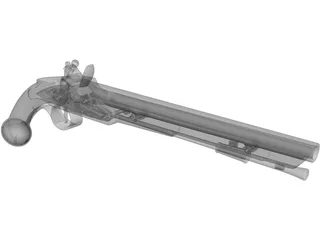 Flintlock Holster Pistol C 1760 3D Model preview