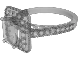 Gold Jewelry Ring with Gems 3D Model preview