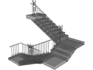 Stair with 3 Flights and 3 Landings 3D Model preview
