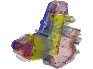 Ducati 900cc Air Cooled Engine 3D Model preview