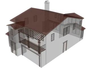 Spanish Style House 2 Story 3D Model preview
