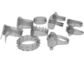 Rings Collection 3D Model preview