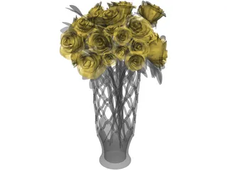 Vase with Roses 3D Model preview
