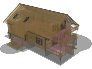 Wooden House 3D Model preview