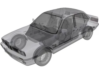 BMW E30 320i 4-door 3D Model preview