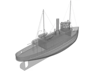 Ferry Ship (1900) 3D Model preview
