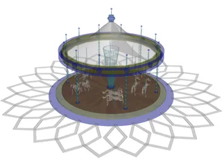 Amusement Park Carousel 3D Model preview