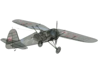 PZL P.11 3D Model preview