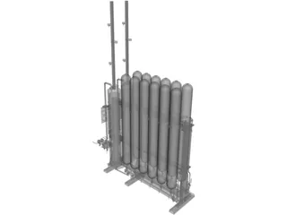 Hydraulic Accumulators Block 3D Model preview