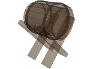 Wine Barrel 3D Model preview
