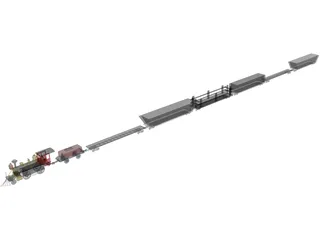Colored Toy Train 3D Model preview