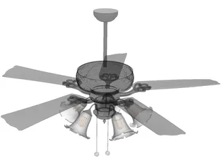 Ceiling Fan with Lamp 3D Model preview